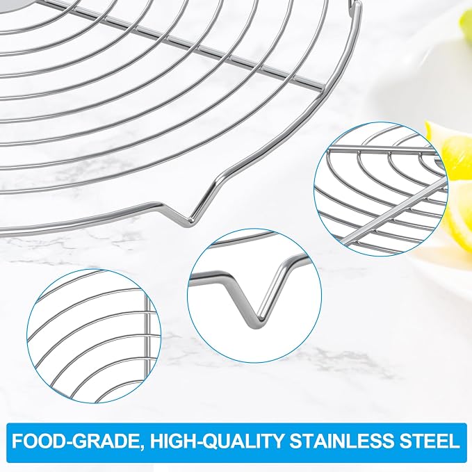 304SS Melting Dome 12" with Wire Rack - Griddle Cover for Flat Top Grills | Fits Blackstone, Camp Chef, Nexgrill. 3-piece set: 1 dome+2 wire rack. Melts cheese fast, steams veggies. Heat-proof handle.