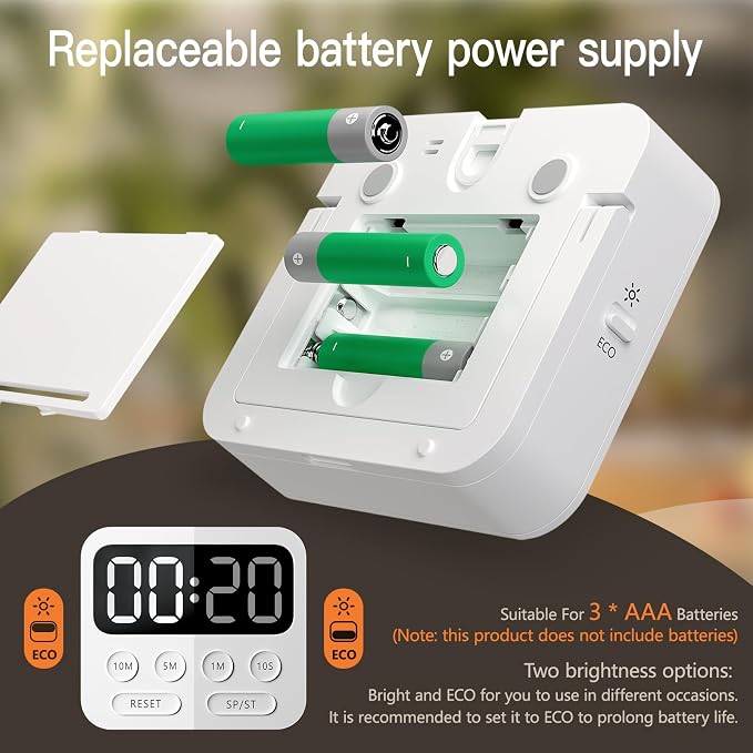 Timer,Digital Kitchen Timer with Stopwatch and Countdown Function | Magnetic Classroom Timer for Kids With Large LED Display and Adjustable Volume for Cooking, Exercise, Baking, Desk