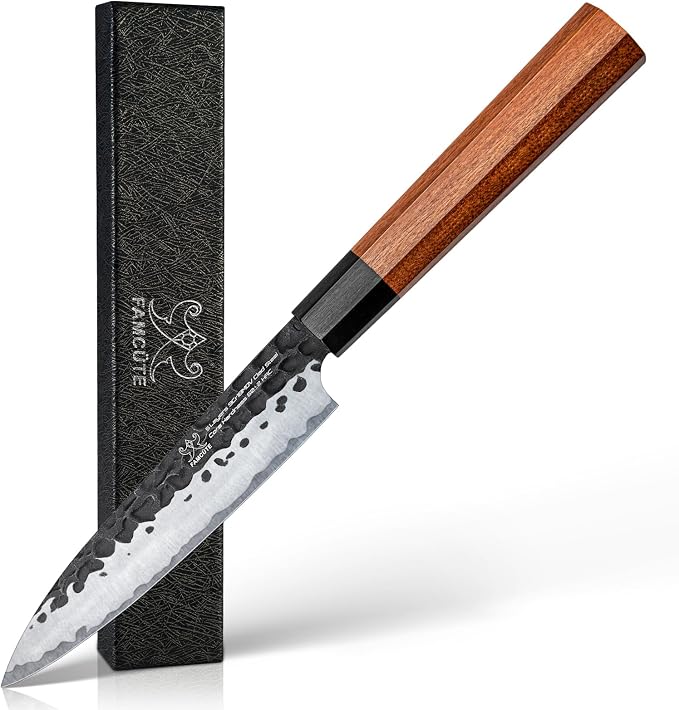 5" Paring Knife, Hand-Forged Japanese Small Knife for Easy Control | Japanese 5-Layer 9CR18MOV High Carbon Steel Professional Petty Knife with Rosewood Handle, Unique Beautiful Gifts for Mom/Dad