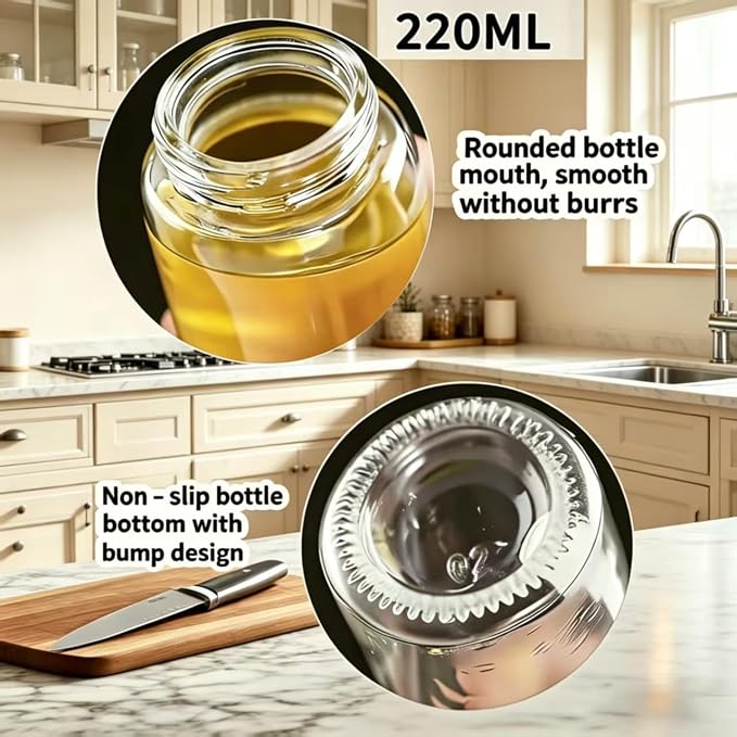 Olive Oil Sprayer for Cooking, 220ml Glass Oil Dispenser | Kitchen Gadgets, Food Grade Premium Clear Spray Bottle, for Salad, Frying, BBQ
