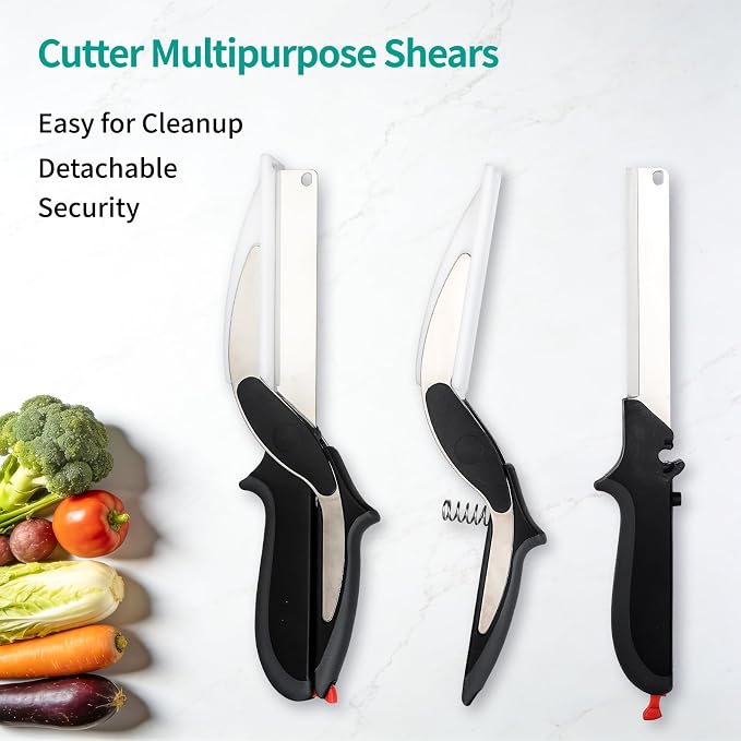 Professional 8-Inch Kitchen Shears with Built-in Cutting Board - Multi-Purpose Kitchen Scissors for Vegetables, Meat, and Ingredient Prep