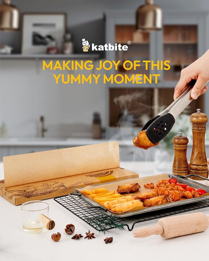 katbite 135Pcs 45 gsm Pop-Up Parchment Paper Sheets, Heavy Duty & Non-stick,10x15 In Pre-cut Unbleached Parchment Paper for Baking, Pop-Up Paper Dispenser for Cooking Wrapping Space-saving | Precut, Extra Strong, Heavy Duty and Non-stick Parchment Shee...