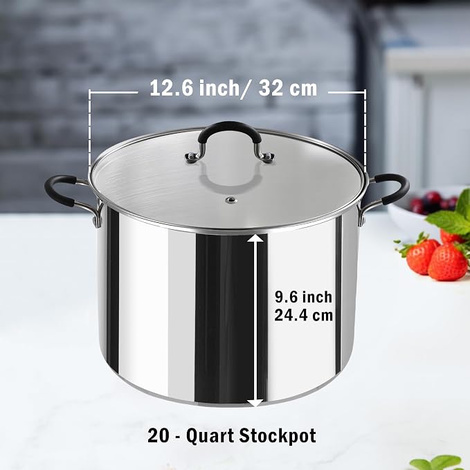 Cook N Home Stainless Steel Water Bath Canning Pot with rack and Lid, | 20 Quart Large Pots Steam Canner - Home Canning Pot for Preserving, Pickling and Jams, All Stovetops Compatible