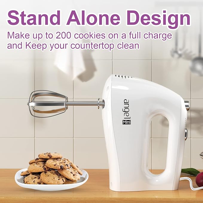 Hand Mixer, 400W Portable Kitchen Handheld Mixer with Eject Button, 5 Speed & 5 Stainless Steel Accessories, Egg Beaters and Whisk for Easy Whipping Cake, Cream, Batters, Cookies