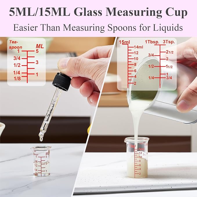 Ackers 4-Piece Glass Measuring Cup Set, Borosilicate Beaker Style Nesting Liquid Measuring Cups