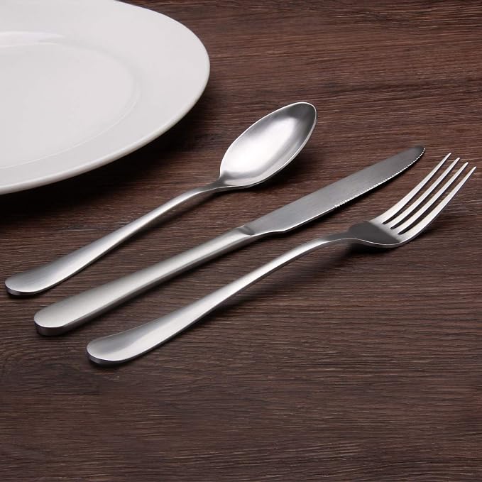 Matte Silverware Set, 20-Piece Stainless Steel Flatware Set,Kitchen Utensil Set Service for 4,Tableware Cutlery Set for Home and Restaurant, Dishwasher Safe…