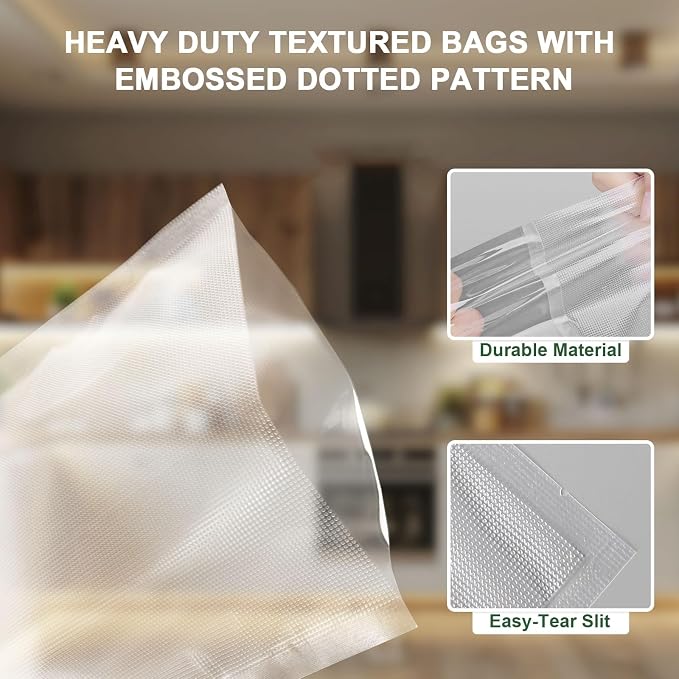 Vacuum Sealer Bags for Food - 200 Quart 8'' x 12'' Pre-Cut Food Saver Bags Quart Size, Heavy Duty Vacuum Bags for Food, BPA Free Vacuum Seal Bags for Freezer Storage, Seal a Meal or Sous Vide