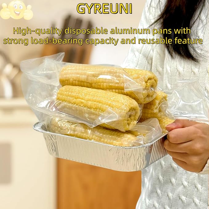 Gyreuni 40 Pack 8x8 Disposable Aluminum Baking Pans with Lids Kit | Heavy-duty aluminum foil pans resist bending and are ideal for baking, storing and transporting food.