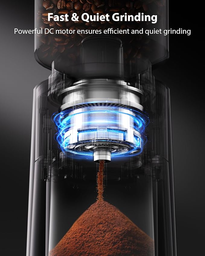 Aromaster Burr Coffee Grinder, 25 Settings, 2-12 Cups, Anti-Static, Black | Stainless Steel, Removable Burr, Brush for Easy Cleaning, Coffee Grinder for Espresso French Press Home Use, Compact, Quiet