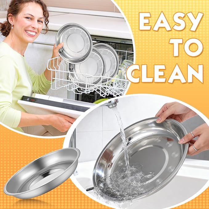 10 Pcs Deep Pie Pan Set Metal Pizza Pan Stainless Steel Round Baking Pans for Oven Rustproof Pie Plates Pizza Baking Non-Stick Tray Dishes Safe Sturdy for Home Kitchen Easy Clean(8 Inch)