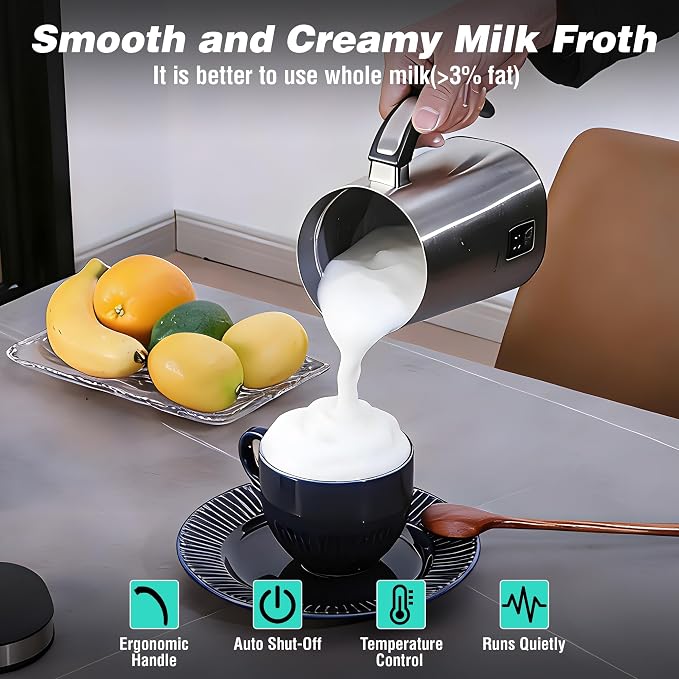 HAUSHOF 4-in-1 Electric Milk Frother and Steamer, Warm and Cold Foam Maker | Large Capacity, Hot Chocolate Maker, Automatic Milk Warmer, Frother for Coffee, Latte, Macchiato, Cappuccino