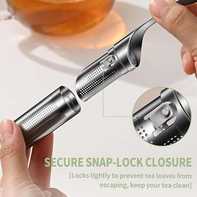 2pcs Tea Infuser for Loose Leaf Tea, ASWETMEL 2-in-1 Tea Scoop Infuser Tea Strainers for Loose Tea, 304 Stainless Steel Loose Leaf Steeper, Tea Ball Filter