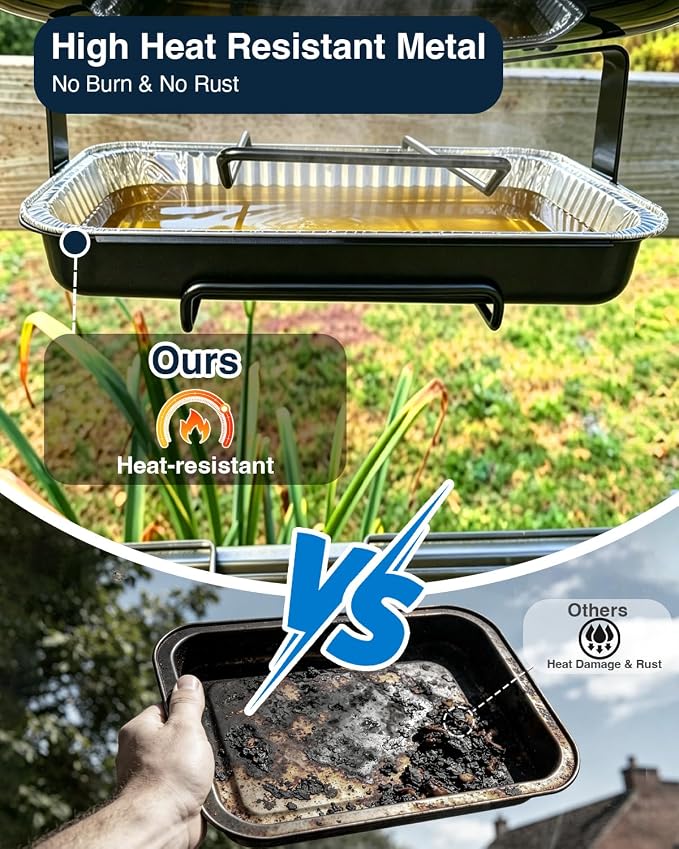 7515 Drip Pan Holder & 20 Liners for Weber Spirit Summit 8.6 x 6 | Catch Pan & Grease Tray Foil Liners for Weber 93305 & 6415, Drip Tray for Weber Spirit, Genesis, Genesis II & Summit Grills