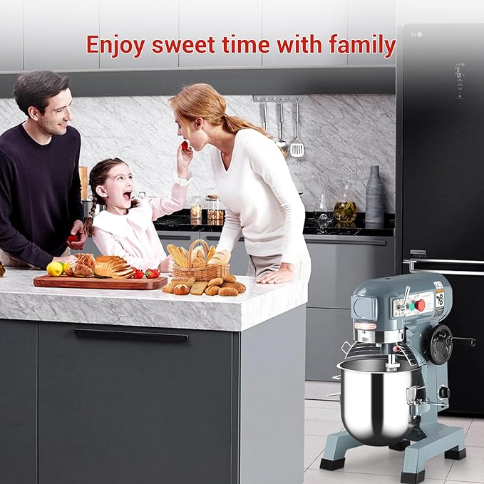 Commercial Food Mixer 20Qt, Heavy Duty Commercial Stand Mixer with 3 Speeds Adjustable, 1100W Electric Dough Mixer with Stainless Steel Bowl, Dough Mixer Timing Function for Bakeries Pizzerias