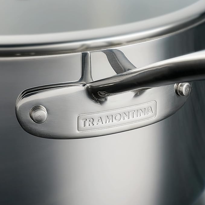 Tramontina Boston Tri-Ply Clad Stainless Steel 6-Quart Saute Pan with Lid | Induction-Ready Cooking Pan, Dishwasher-Safe, NSF-Certified