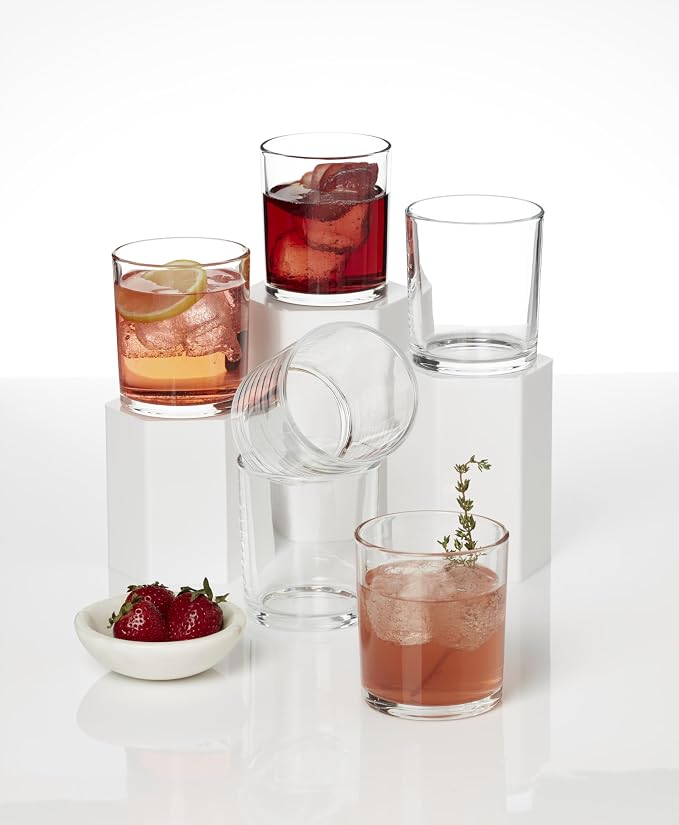 Oneida 24 Seven Clear Medium Glass Tumblers, 13.5oz, Set of 6 | dishwasher safe | everyday versatile glassware, drinking glasses | 4 inch, 13.5oz, gift for women, cups