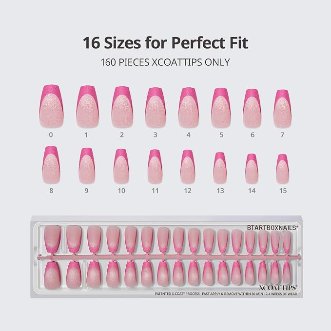 BTArtboxnails XCOATTIPS Pastel French Tip Press On Nails, L Coffin, Cat Eye | Lamp-Curable 4-Week Wear, Salon Quality Value at Home, Natural Nail Look, Easy-to-Apply for Beginners, 160ct Nail Tips Only
