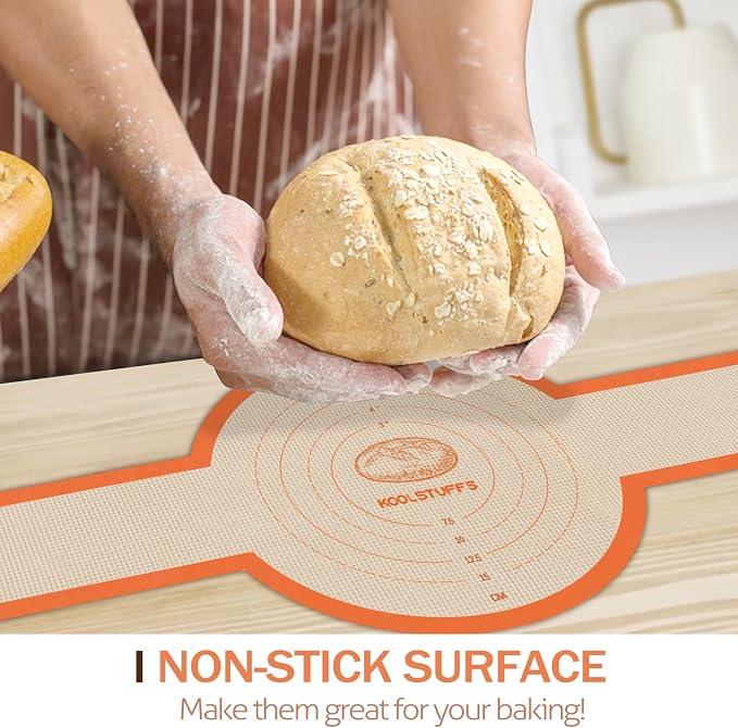 Koolstuffs Sourdough Silicone Bread Sling for Dutch Oven, 2 Pack | Long Handles for Dough Transfer, Nonstick Bread Release, Dishwasher Cleanup, Flexible Reusable Design, Round, Orange
