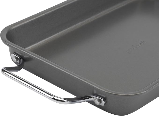 GoodCook Everyday Broiler Baking Pan with Built-in Handles Nonstick Warp-Resistant Heavy-Gauge Steel Construction Even-Heating Oblong Pan with Drip Rack, 7x11-Inch, Gray
