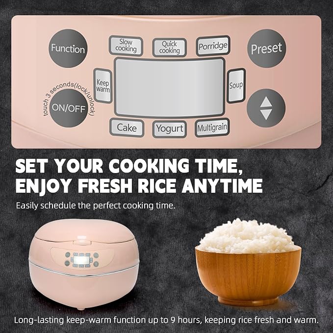 Heart Shaped Pink Rice Cooker, Small Multifunctional Peach Heart Shape 300W High Power, Preset Timer, Automatic Heat Preservation, Cute Rice Cooker for New Year, Valentine's Day Gifts (Pastel Sakura)