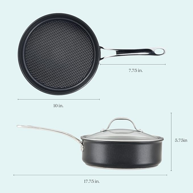 Anolon X Hybrid Nonstick Induction Saute Pan With Lid, 3.5 Quart - Charcoal Gray