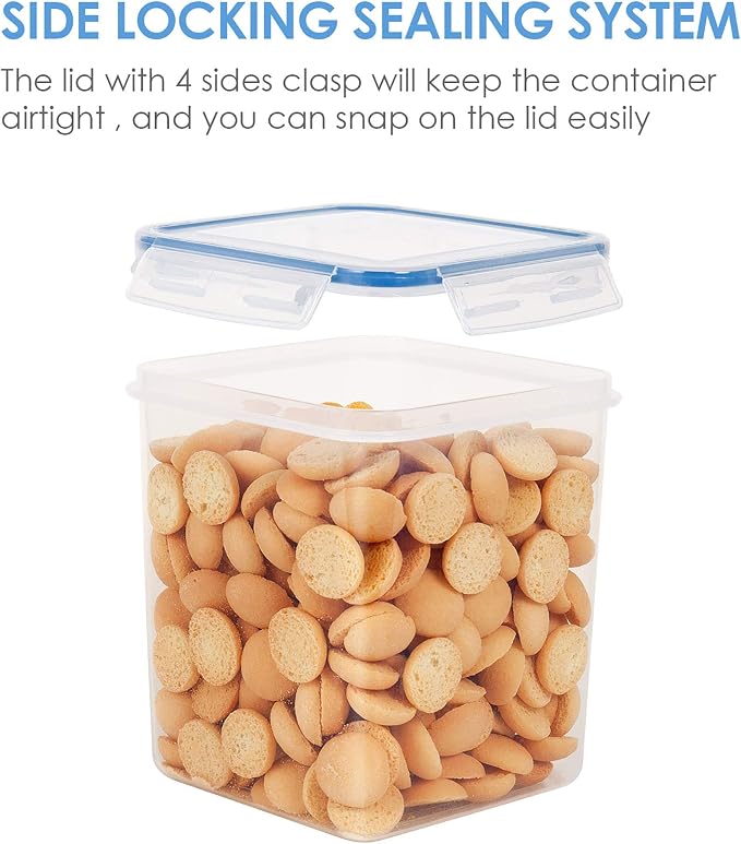Vtopmart 2.5L / 84.5oz Food Storage Containers, 4 PCS, Blue | Airtight Seal, BPA Free, Food Grade Material, Dishwasher Safe (Not Lids)