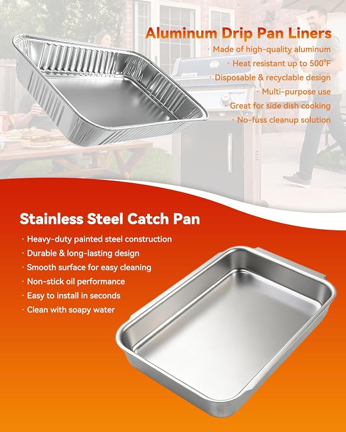 2401542 Grease Catch Pan for Weber Spirit E325 E210 E425 E435 Grill(2025) | Fits Weber Spirit E-210 E-310 E-325 EX-325 EP-325 E-425 EP-425 E-435 EP-435, Grease Tray Replacement with 20 Drip Foil Liners