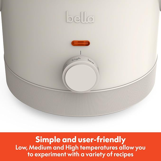 bella 1.5qt Manual Non-Toxic Slow Cooker with 3 Heat Settings, Oatmilk