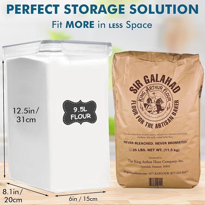 Shazo 2 PC (9.5L | 321 Oz) Extra Large Bulk Food Storage Containers with Airtight Lids for Flour, Sugar, Rice, Cereal & Pasta - Leakproof, BPA-Free Plastic Canisters for Kitchen & Pantry Organization