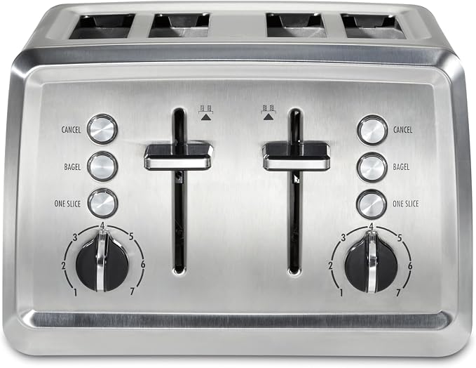 Hamilton Beach 4 Slice Toaster with Extra-Wide Slots, Bagel Setting, Toast Boost, Slide-Out Crumb Tray, Auto-Shutoff & Cancel Button, Stainless Steel (24798) | Browning Control With 7 Shades | Auto Shutoff | Bagel & Cancel Buttons | Toast Boost | Wide ...