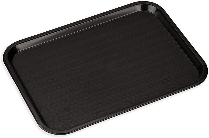 Carlisle FoodService Products Café Cafeteria Tray, Fast Food Tray for Restaurant or Commercial Use, 14" x 18", 12 Count, Black