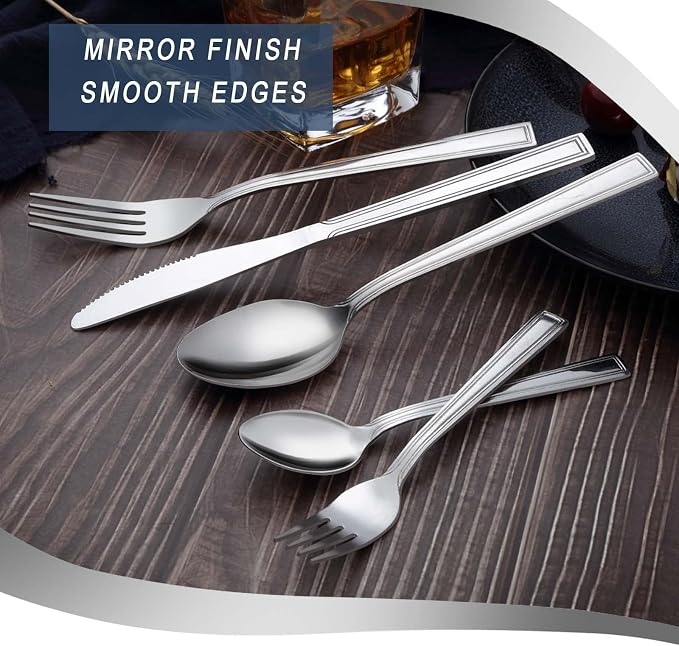 Hunnycook 30-Piece Silverware Set - Stainless Steel Silverware Set for 6, Include Spoons and Forks Set, Mirror Polished, Dishwasher Safe, Cutlery Set for Home Kitchen Restaurant Hotel