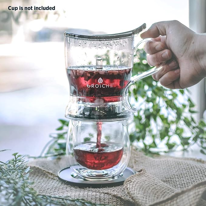 GROSCHE Aberdeen Smart Tea Maker BPA-Free Tea Infuser Black 17.7 oz (525ml) | Drip-Free Bottom Dispenser, Coaster, Easy Brewing, Simple Cleanup, Tritan Build, Loose-Leaf Steeping, Stylish Design