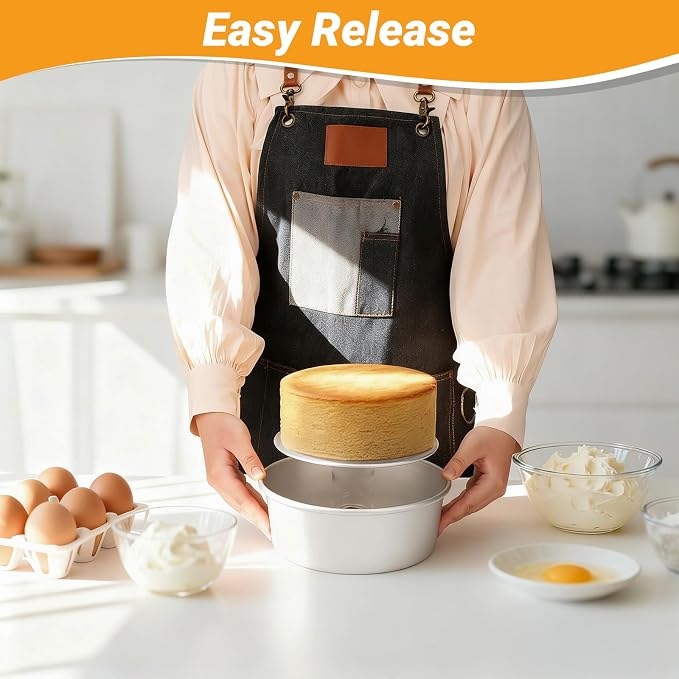 Beasea Cake Pans Removable Bottom, 8 inch Cheesecake Baking Pan Set of 2, Round Movable Cake Pan Aluminum Alloy Mini Cake Pan for Oven Baking