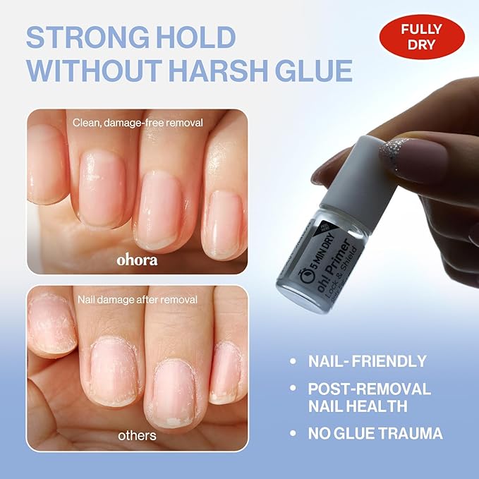 ohora Gel Press On Nails | White, French, Dot, Medium Oval | Polka Lady | Salon-Quality, 100% Real Gel, No UV Lamp, No Glue, Non-Toxic | 15 Sizes, 30 Tips | Long Lasting press ons, K beauty nails