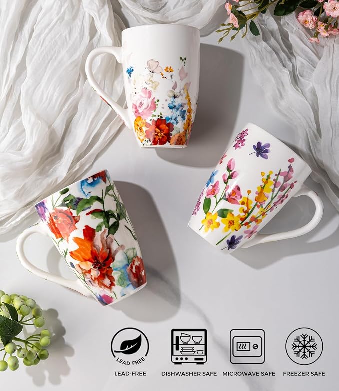 GBhome Tea Mug with Infuser and Lid,18 Ounce Ceramic Loose Leaf Cup Steeper | Lead-Free Glaze For Tea Lovers,Microwave & Dishwasher Safe with Tea Strainer