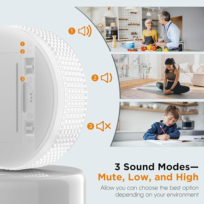 Digital Kitchen Timer - Magnetic Countdown Count Up Clock with Large LED Display, 5/15/25 Min Presets, 3 Volume Levels, Rotary Dial for Cooking, Productivity, Classroom, Fitness (2, White)