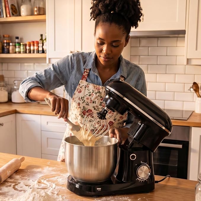 OLIXIS 4.2 Qt Stand Mixer, 10-Speed Tilt-Head Electric Mixer for Baking | Include dough hook, whisk, flat beater & splash lid. 10 speeds handle cakes, cookies & bread dough. Compact, easy-clean bowl