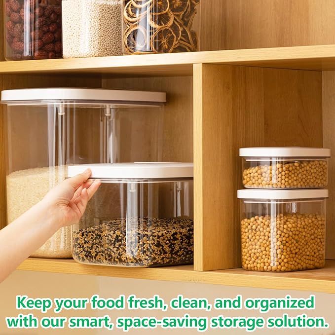 Airtight 12 Lbs Flour Sugar Storage Containers 6.34 Qt Rice Holder BPA Free | Clear PET Plastic Pet Dog Cat Food Storage Container with Pop Up Lid Dry Food Bin for Kitchen Pantry Organization