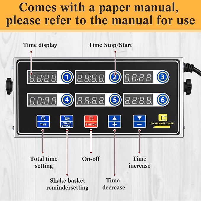Relaxweex 2 Pack 6 Channel Kitchen Timers for Cooking, Commercial Digital Kitchen Timer with Loud Alarm, Large LCD Display, Restaurant Fryer, Chef, Baking Supplies