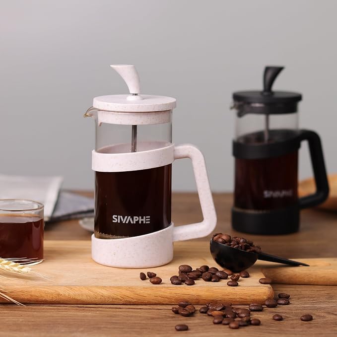 Sivaphe Small French Press 12 fl.oz Light-weight Durable High Borosilicate Carafe with Stainless Steel Filter 0.35L Coffee Maker Frothed