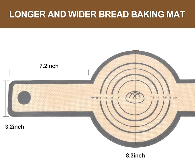Silicone Bread Sling for Dutch Oven, 2 PCS Round Sourdough Baking Mat, Reusable Dutch Oven Liners with Extra Long Heat-Resistant Handles, Non-Stick Easy Clean Transfer Sling for Sourdough Bread (Gray)