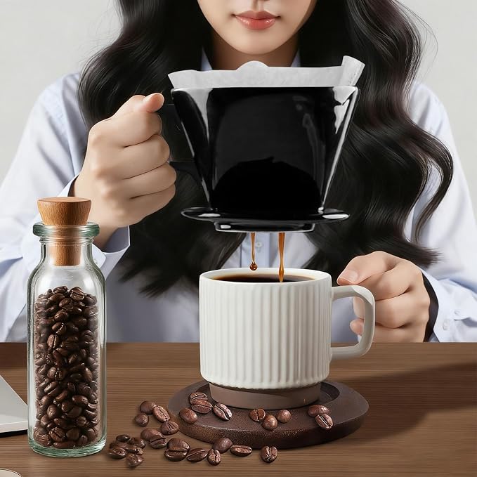 Ceramic Pour Over Coffee Dripper, V-Shaped Coffee Filter Cone | Brews rich, balanced coffee with a 3-hole design for smooth extraction and consistent flavor in every cup.