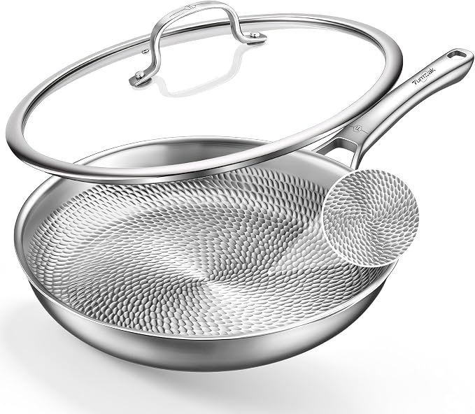 Titanium Pans for Cooking, 12-Inch Titanium Pan with Lid, Non-Stick Frying Pans, PFAS/PFOA/PTFE-Free, Dishwasher & Oven Safe, Compatible with Gas & Induction Cooktops