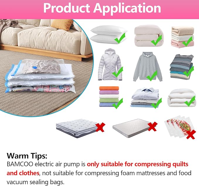 Travel Electric Vacuum Pump for Vacuum Storage & Seal Bags, Pink | Portable Vacpack Air Pump for Compression Clothing Blanket Luggage(Storage Bag Not Included)
