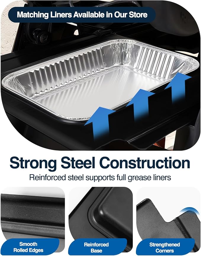 80580 Catch Pan with 20 Pack 6415 Drip Pan Liners for Weber Q200 Q220 Q240 Q300 Q320 & Q2000 Q3000 Series Grills, Grease Tray Catcher for Weber Replacement 80580 41877