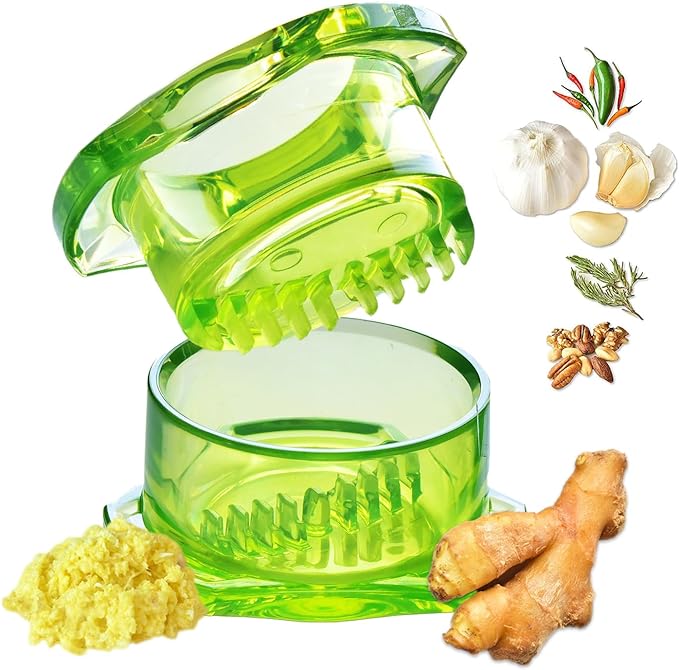 Garlic Twister 4th Gen – Garlic Mincer & Garlic Press in One, for Ginger, Herbs, Nuts & more, BPA-Free, Dishwasher Safe, 3–5 Clove Capacity - Green