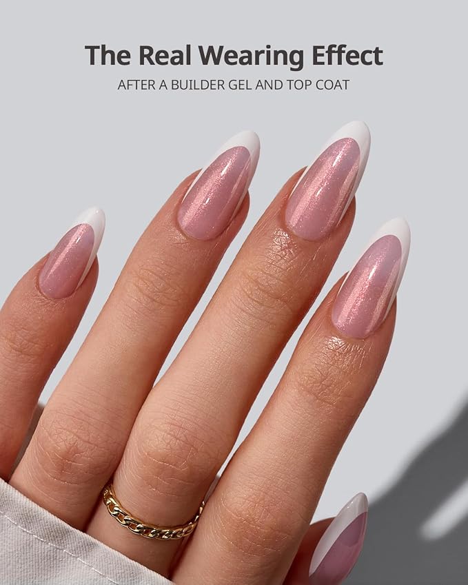 BTArtboxnails XCOATTIPS White French Tip Press On, M Almond, Pink Glitter | Lamp-Curable 4-Week Wear, Salon Quality Value at Home, Natural Nail Look, Easy-to-Apply for Beginners, 96ct Nail Tips Only