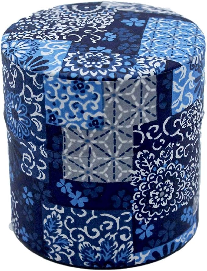 Japanese Pokkan Matcha Coffee Spice Tea Tin Canister Washi Paper Storage with Lid 3.89 oz Capacity (Ai Ichimatsu, S)