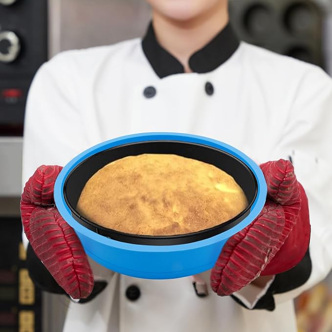 Cheesecake Pan Protector Silicone 9 Inch Cake Pan Springform Pan Protector Non-Stick BPA Free Cheesecake Water Bath Pan, Prevent Water from Entering the Spring Form Pan (Blue)